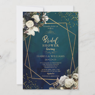 Romantic Floral Gold Wreath Bridal Shower Invitation