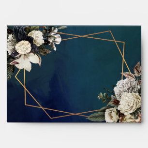 Romantic Floral Gold Wreath Wedding Envelope