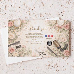 Romantic Floral Hair Studio Branding Thank You Card