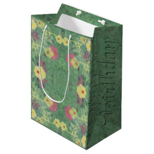 Romantic Floral "Happy Birthday" Medium Gift Bag