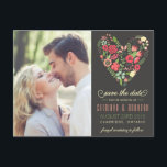 Romantic Floral Heart Photo Save the Date Postcard<br><div class="desc">Elegant and whimsical save the date postcard featuring a variety of spring flowers. This is a part of a wedding suite. Matching items and other colours are available.</div>