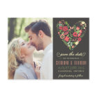 Romantic Floral Heart Photo Save the Date Postcard