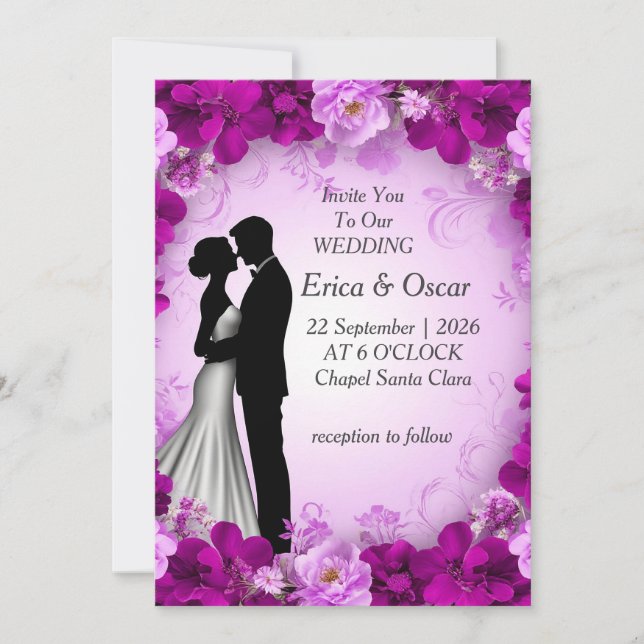 ✨ Romantic Floral Invite For Wedding Keepsake ✨ (Front)