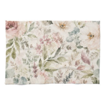 Romantic Floral Kitchen Towel - Watercolor Garden