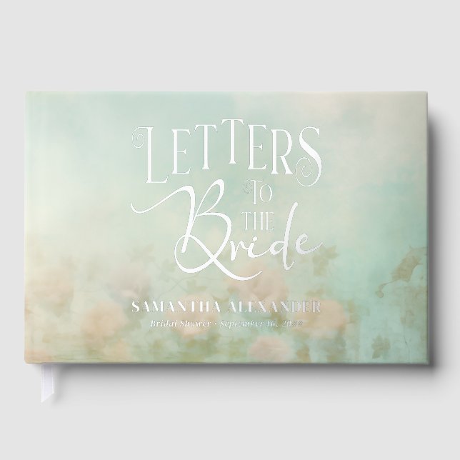 Romantic Floral Letter To The Bride Elegant Modern Guest Book (Front)