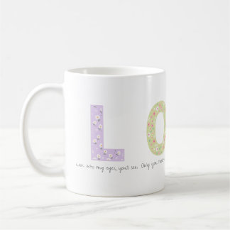 Romantic Floral LOVE Initial Acrostic Design Coffee Mug