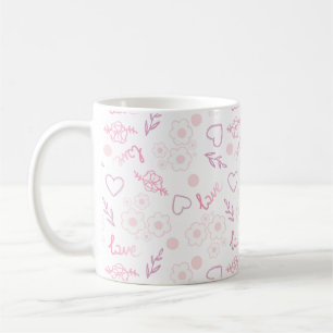 Romantic Floral Love Pattern Coffee Mug