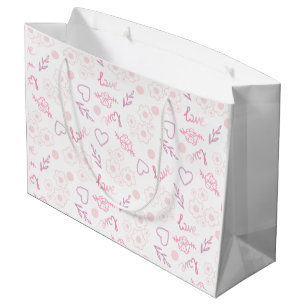 Romantic Floral Love Pattern Large Gift Bag