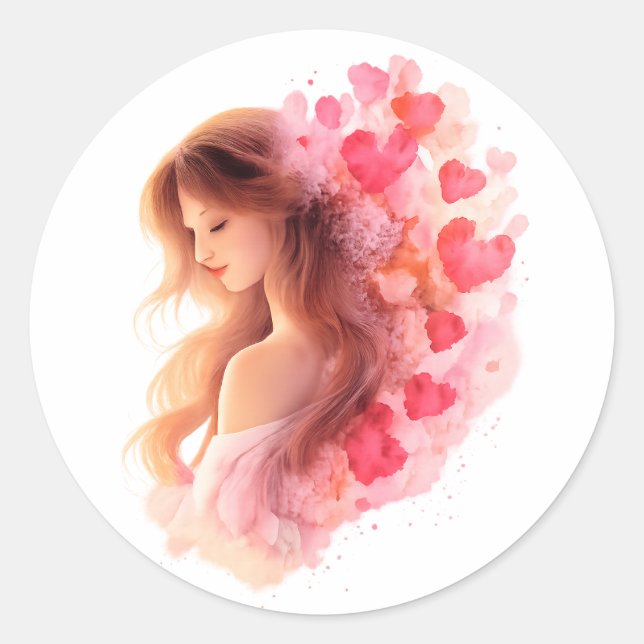 Romantic Floral Love Sticker Soft Valentine art (Front)