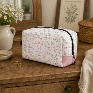 Romantic Floral Monogram Vintage Cottagecore Dopp Kit