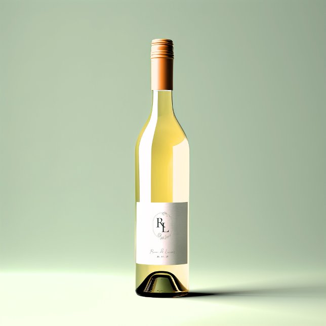 Romantic Floral Monogram Wedding  Wine Label (Creator Uploaded)