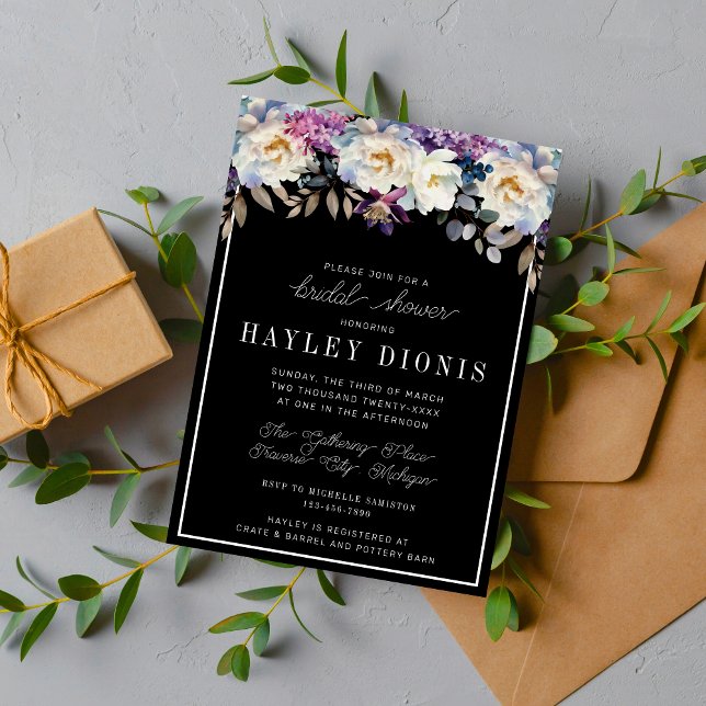Romantic Floral Moody Dark Flowers Bridal Shower Invitation (Creator Uploaded)