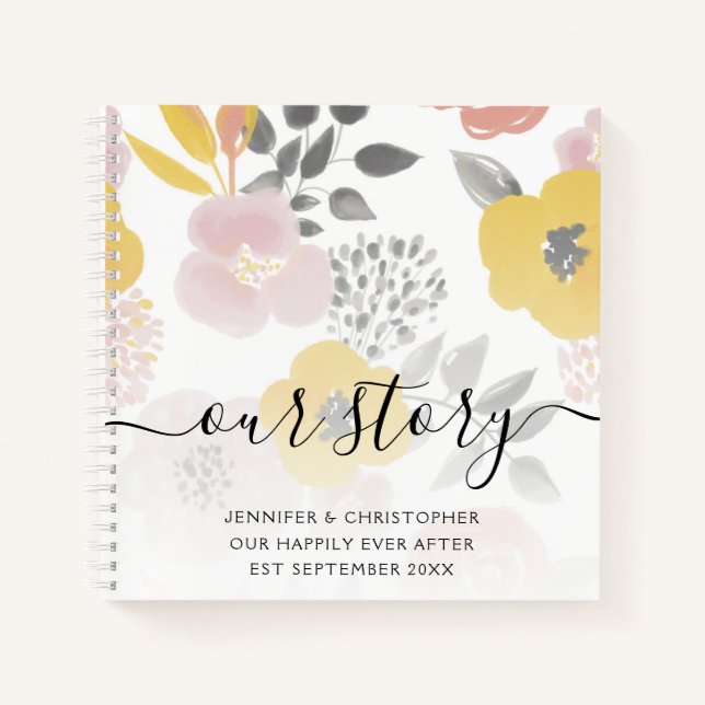Romantic Floral Our Story Memories Couple's Notebook (Front)