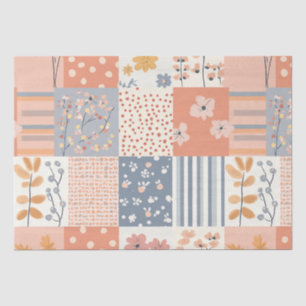 Romantic Floral Patchwork in Blush Pink and Ivory Tissue Paper