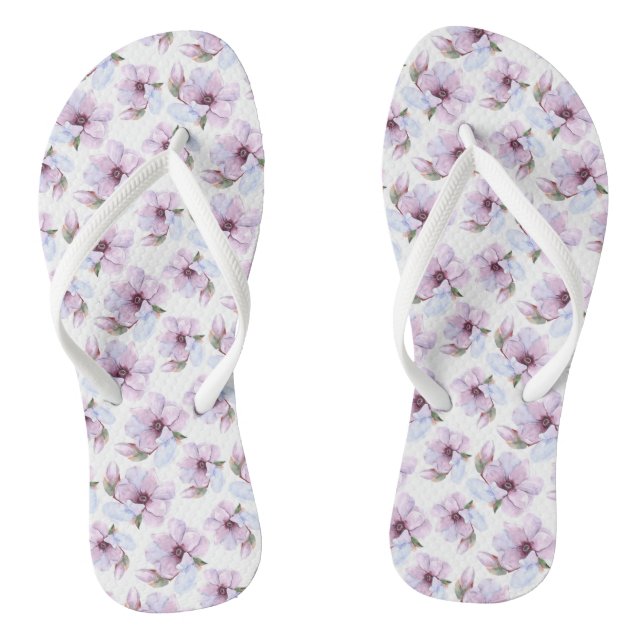 Romantic Floral Pattern Flip Flops (Footbed)