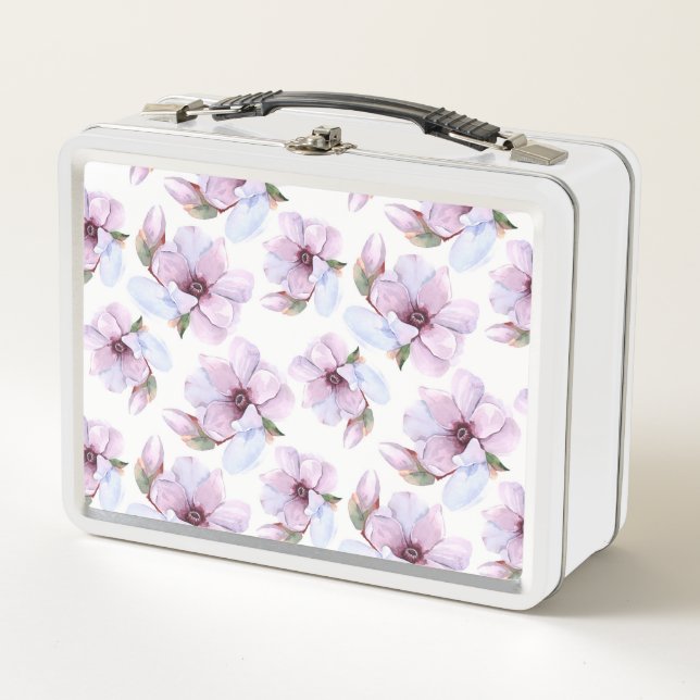Romantic Floral Pattern Metal Lunch Box (Front)