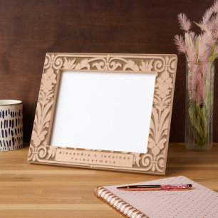 Romantic Floral Pattern Newlywed Wedding   Etched Frames