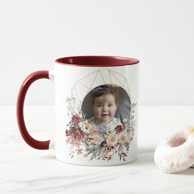 Romantic Floral Photo Mug (With Donut)