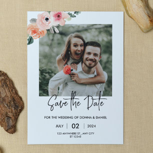 Romantic Floral Photo Save the Date Template