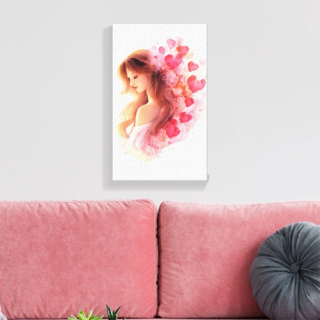 Romantic Floral Portrait Soft Valentine Love Art Canvas Print (Insitu(LivingRoom))