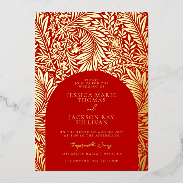 Romantic Floral Red and Gold Wedding (Front)