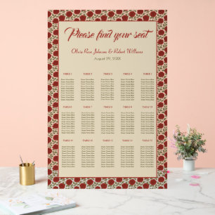 Romantic Floral Red Wedding Acrylic Seating Chart