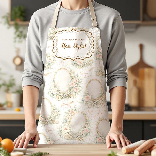 Romantic Floral Salon Hair Stylist Apron (Creator Uploaded)