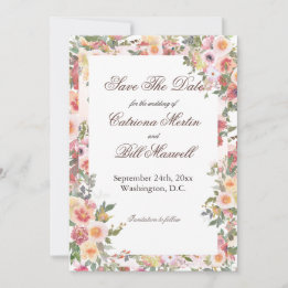 Romantic Floral Save The Date Card