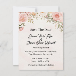 Romantic Floral Save the Date Card