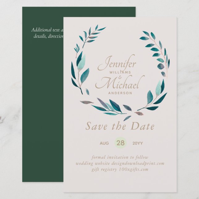 Romantic Floral Save The Date Lots of Colour Theme (Front/Back)