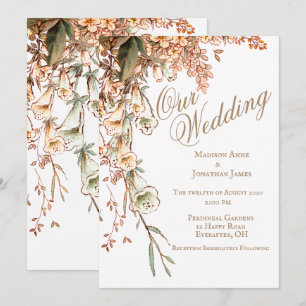 Romantic Floral Script Elegant Chic Wedding Invitation