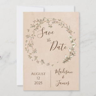 Romantic Floral Script Hand Drawn Chic Wedding Save The Date