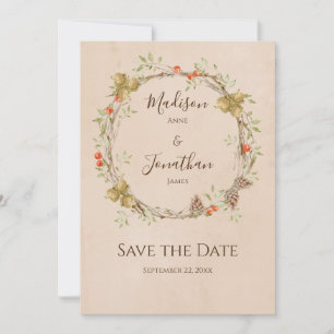 Romantic Floral Script Wreath Fall Wedding Save The Date
