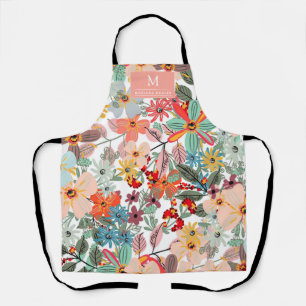 Romantic Floral soft Pink Green peach Classic Apron