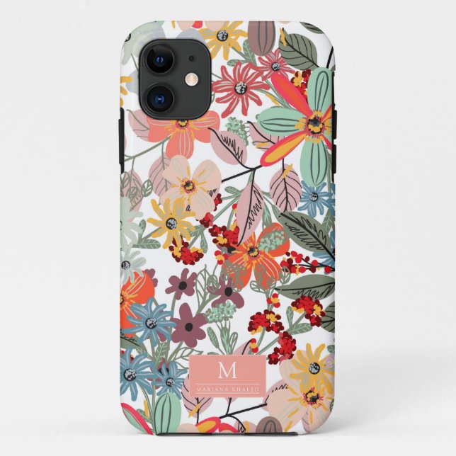 Romantic Floral soft Pink Green peach  Classic   Case-Mate iPhone Case (Back)