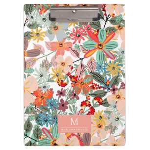 Romantic Floral soft Pink Green peach  Classic   Clipboard
