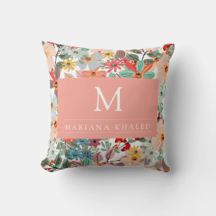 Romantic Floral soft Pink Green peach Classic Throw Pillow