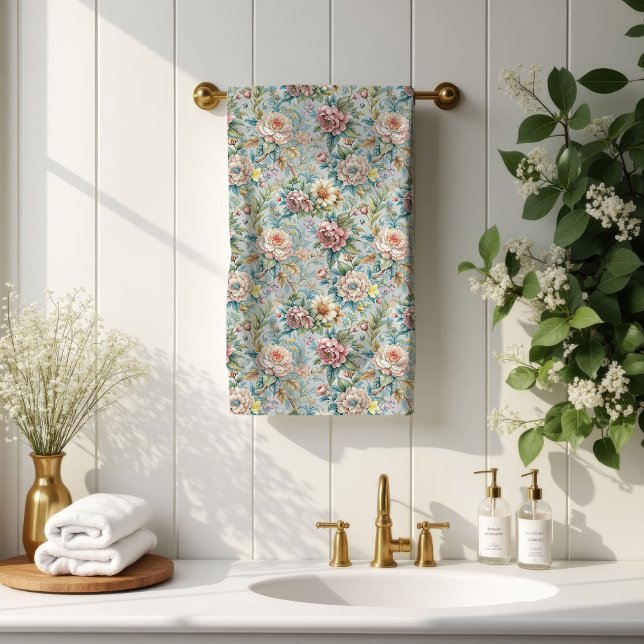 Romantic Floral Towels Rococo Pastel Home Touch (Romantic Floral Towels Rococo Pastel Home Touch)