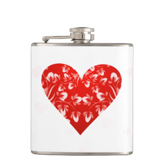 Romantic Floral Valentine Heart Hip Flask