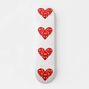 Romantic Floral Valentine Heart Skateboard