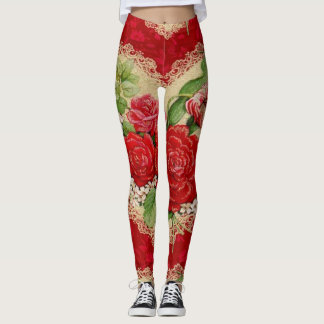 Romantic Floral Valentine's Day Leggings