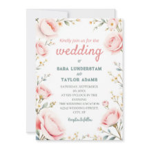 Romantic Floral Watercolor Wedding Invitation