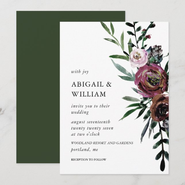 Romantic Floral Wedding Invitation (Front/Back)