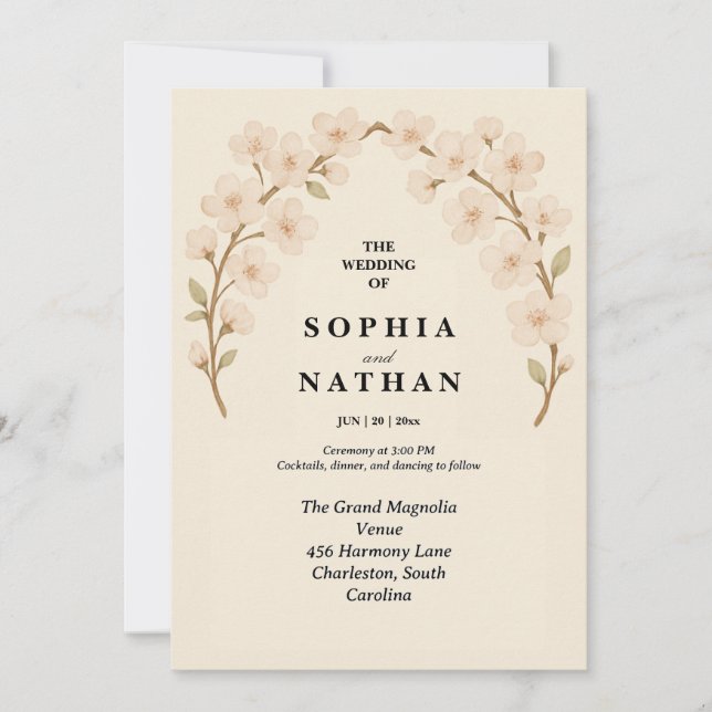 Romantic Floral Wedding Invitation | Elegant Sprin (Front)