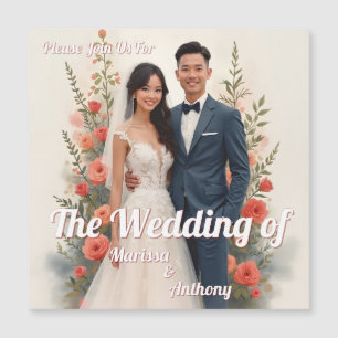 Romantic floral wedding invitation vintage style