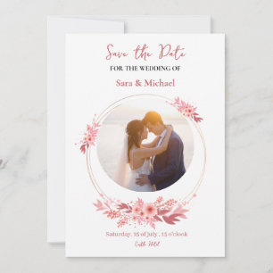 Romantic Floral Wedding Invitation with Photo