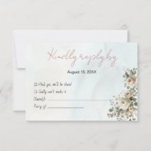 Romantic Floral Wedding RSVP Card with QR Code
