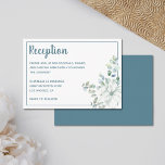 Romantic floral white gentle flowers wedding   enclosure card<br><div class="desc">This elegant and romantic wedding reception card features a beautiful and delicate white flowers watercolor bouquet on one corner, over a classy plain white background with a thin grey border. Easily edit the template fields to add your reception information and location in a modern and simple all-caps slate grey font....</div>