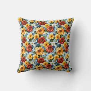 Romantic Floral with Summer Garden Design Throw Pillow