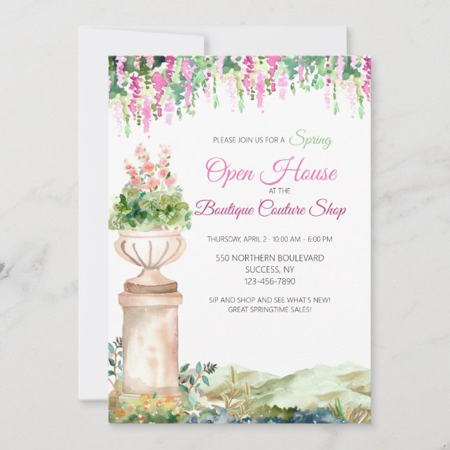 Romantic Floral with Urn Invitation (Front)